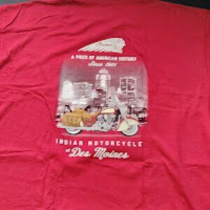 Genuine Indian Motorcycle of Des Moines Short Sleeve Dealer T-Shirt (Red - 2XL)